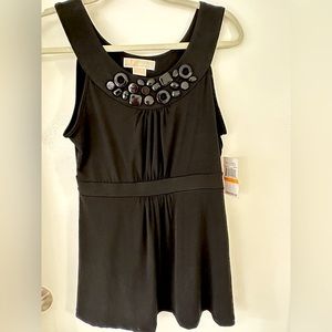 MICHAEL Michael Kors Black Sleeveless Blouse with Decorative Details